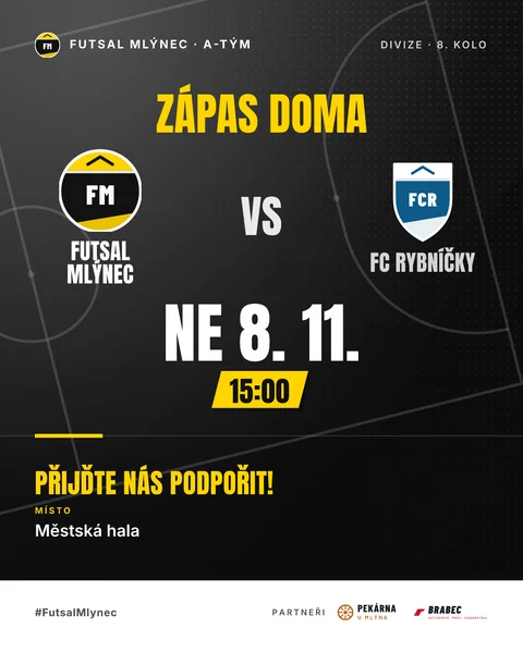 Futsal: pozvánka na zápas Futsal Mlýnec